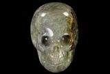 Realistic, Polished Moss Agate Skull #116824-1